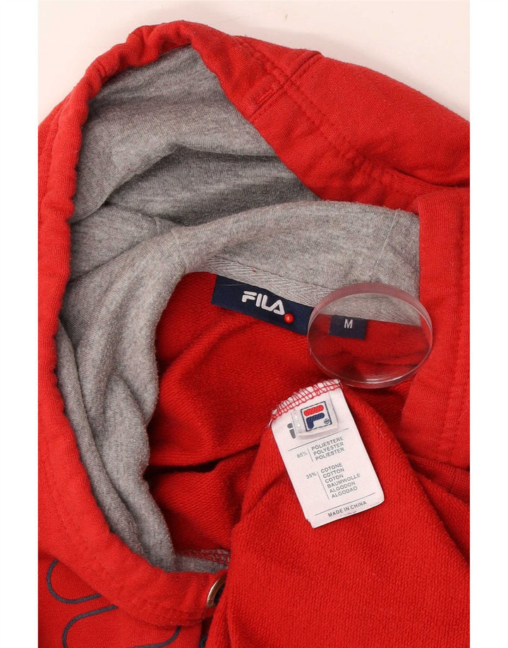 Pulover Fila pentru damă cu capota cu grafică UK 14 Poliester roșu mediu