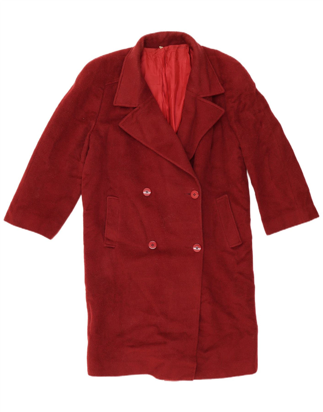 Palton pentru femei VINTAGE cu piept dublu IT 48 XL Lână Bordeaux