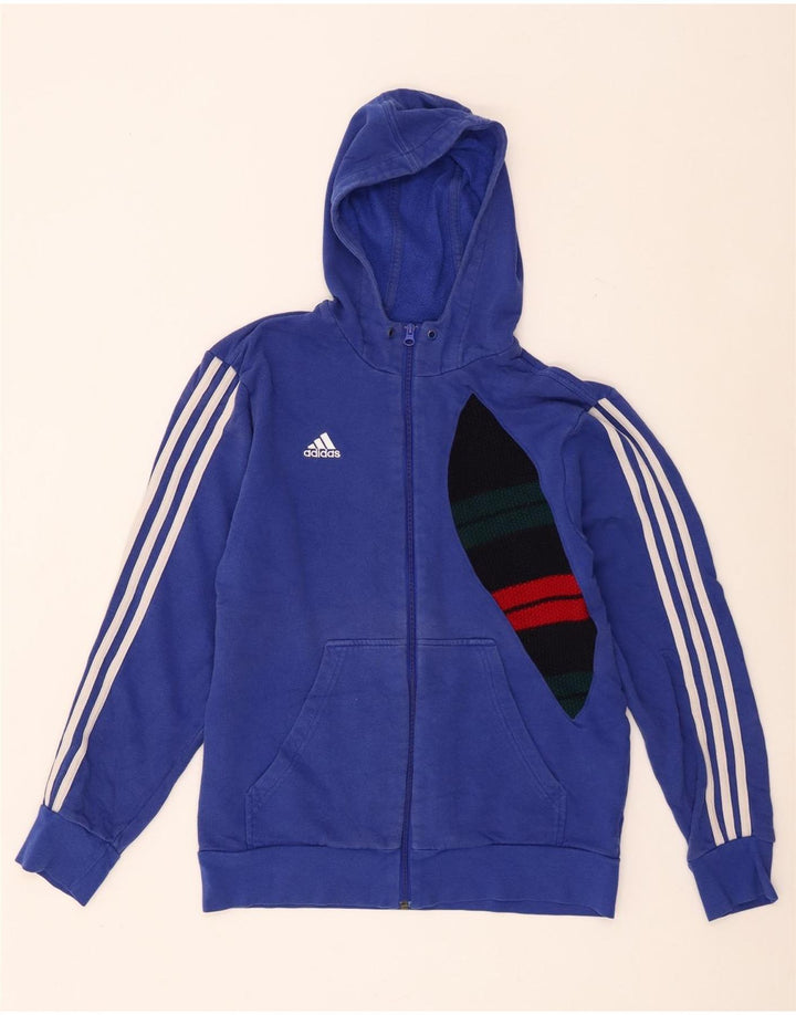 Pulover Adidas pentru bărbați, cu fermoar, din bumbac colorblock, albastru mediu