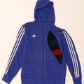 Pulover Adidas pentru bărbați, cu fermoar, din bumbac colorblock, albastru mediu