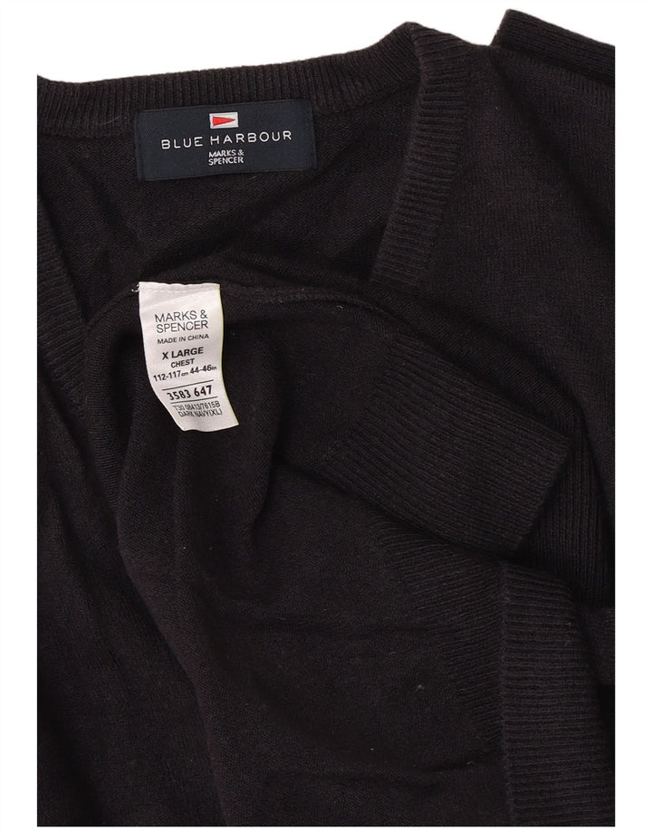 Pulover pentru bărbați Marks & Spencer, Blue Harbour, cu decolteu în V, XL, bleumarin