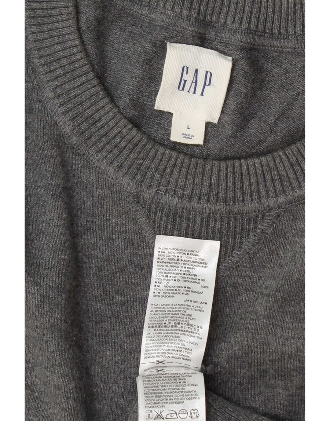 Pulover pentru bărbați Gap cu decolteu triplu, mare, gri, bumbac
