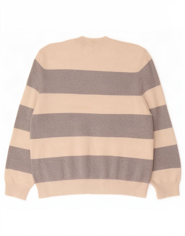 Pulover pentru femei Marks & Spencer cu decolteu triplu UK 14 Medium Bej cu dungi