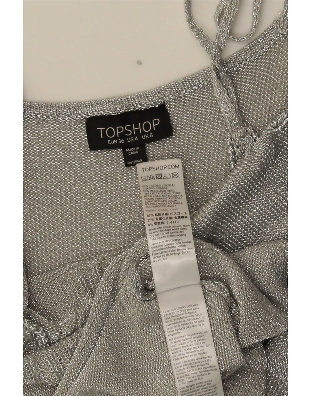 Rochie Topshop pentru femei UK 8 Small Silver Viscose