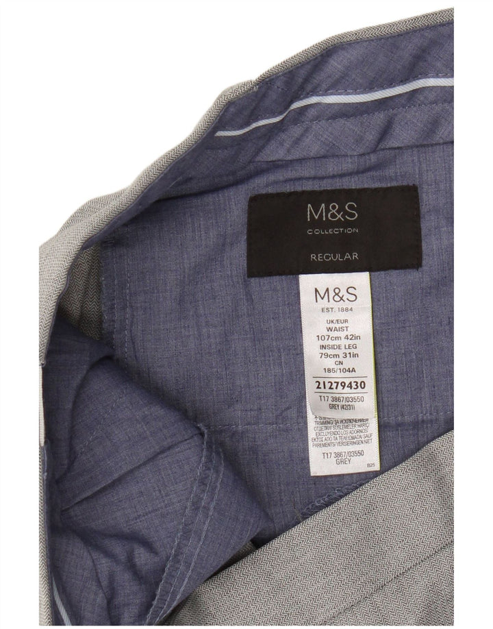 Pantaloni de costum obișnuiți pentru bărbați Marks & Spencer L42 L31 poliester gri