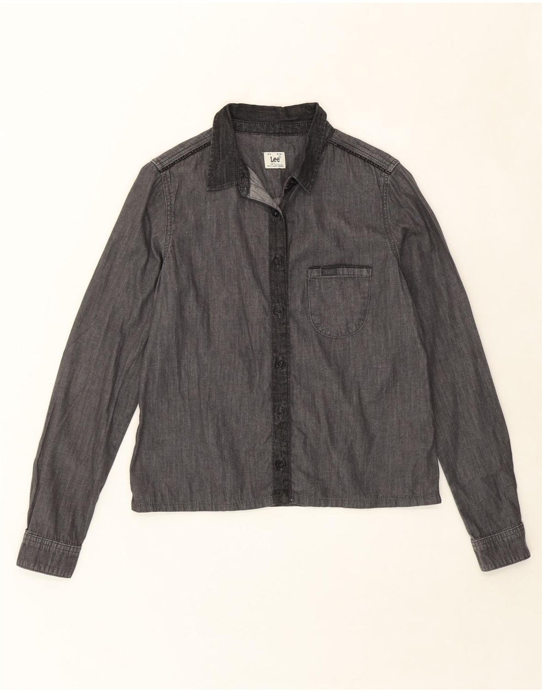 LEE Womens Shirt UK 10 Small Grey Cotton Vintage Lee and Second-Hand Lee from Messina Hembry 