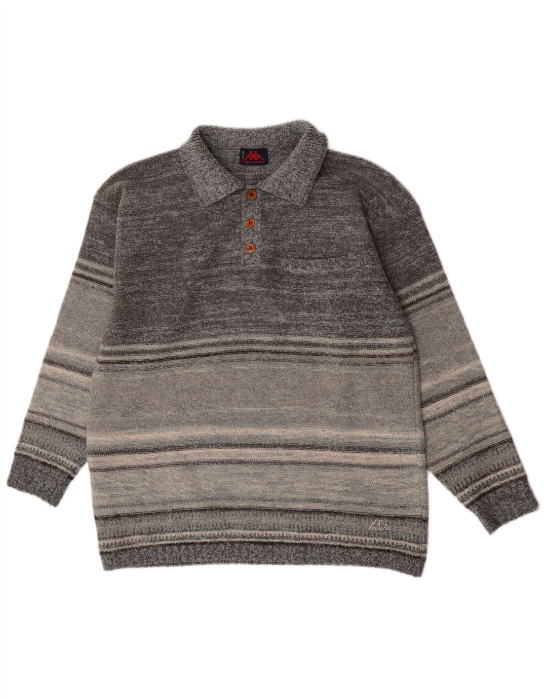 Pulover pentru bărbați Kappa cu gât polo XL Lână cu dungi gri