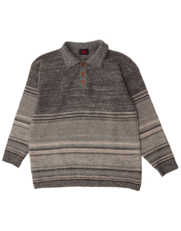Pulover pentru bărbați Kappa cu gât polo XL Lână cu dungi gri