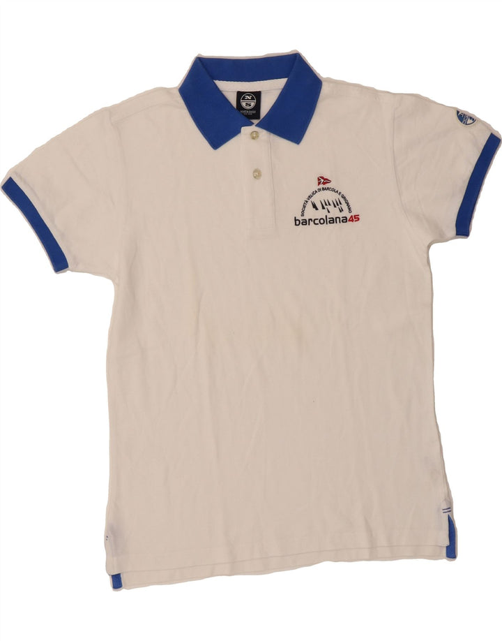 NORTH SAILS Mens Polo Shirt Small White Colourblock Cotton Vintage North Sails and Second-Hand North Sails from Messina Hembry 