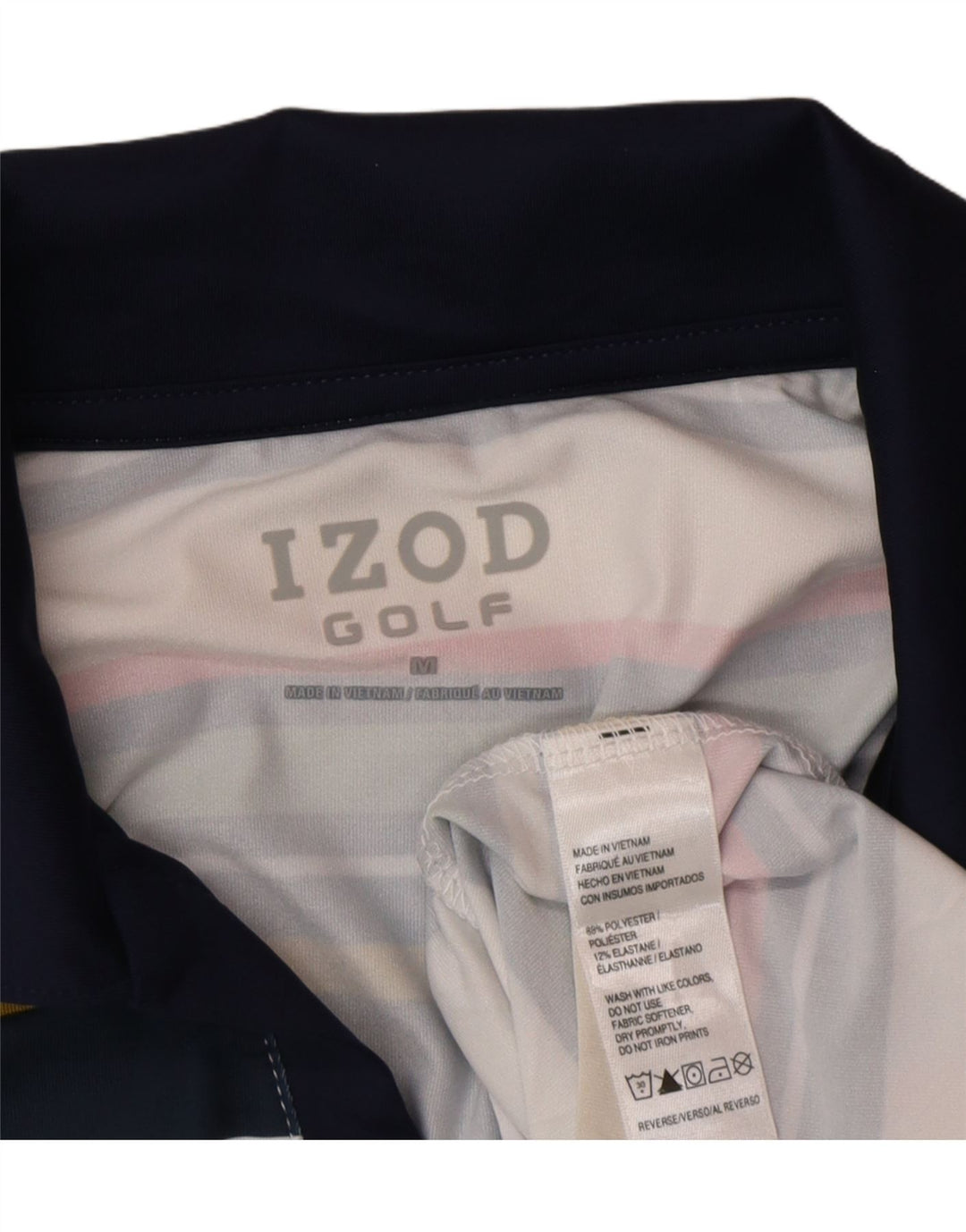 Tricou polo Izod pentru femei UK 14 Poliester cu dungi medii multicolore