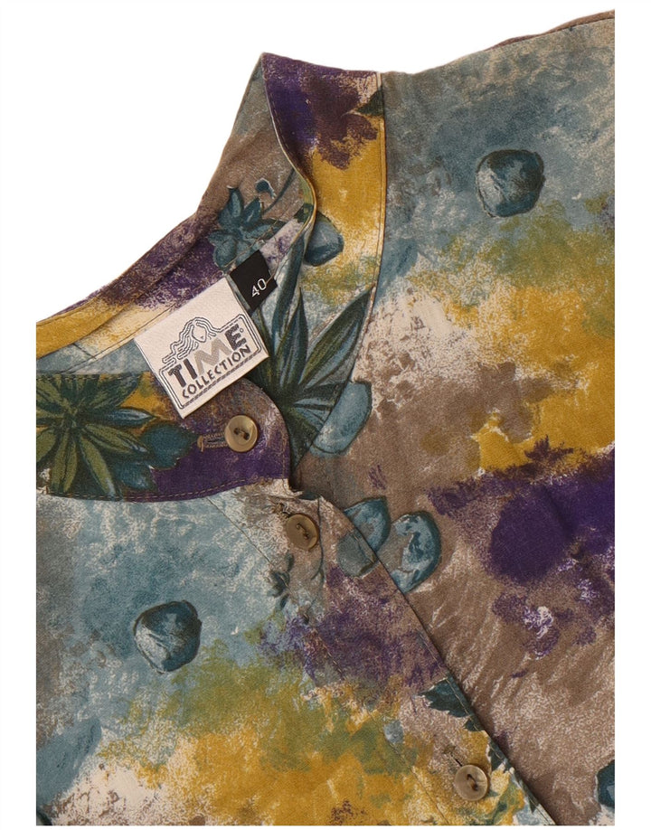 Bluză cămașă vintage cu mânecă scurtă pentru femei EU 40 Medium Multicolor Floral