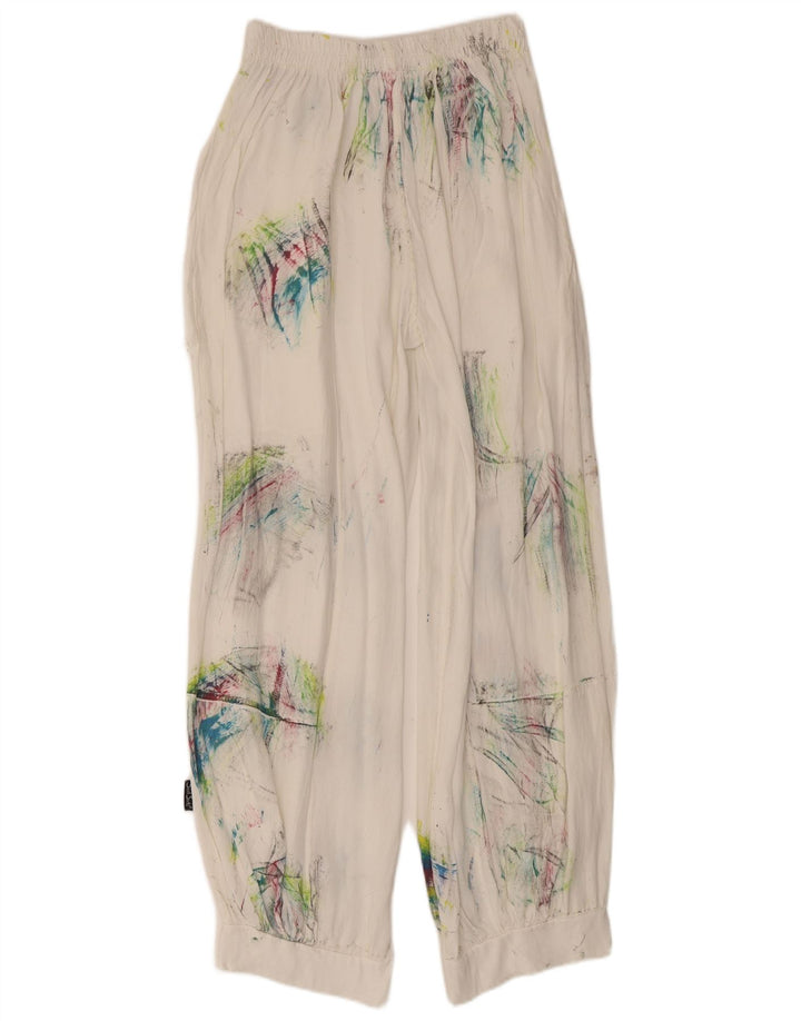 Pantaloni harem de damă vintage Medium W28 L29 White Tie Dye Viscoză