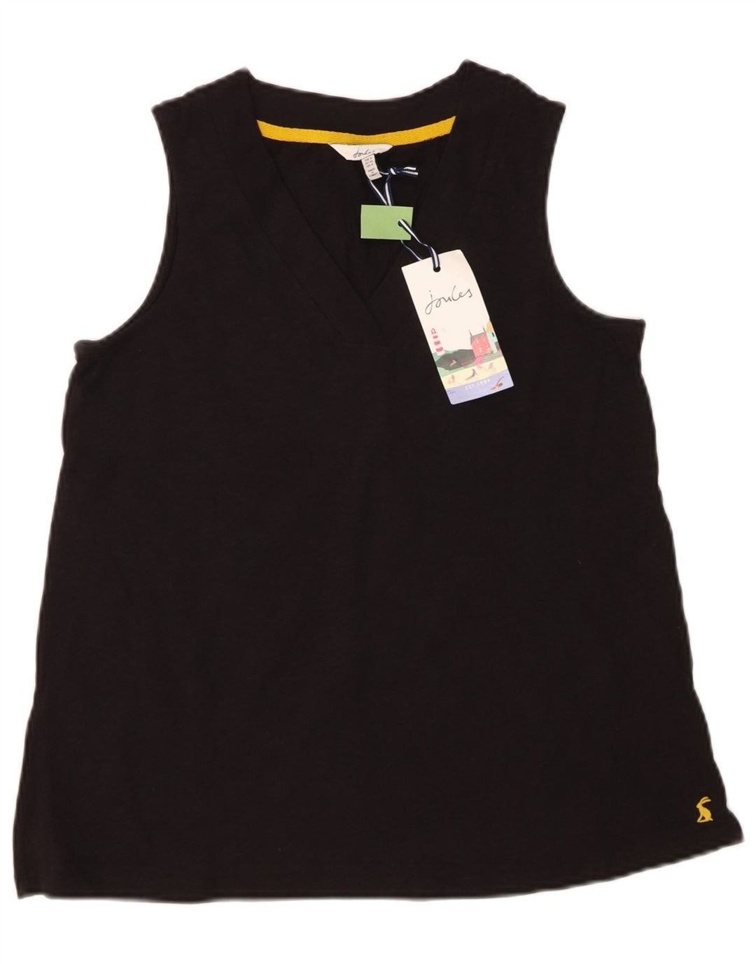 JOULES Womens Vest Top UK 8 Small Black Cotton