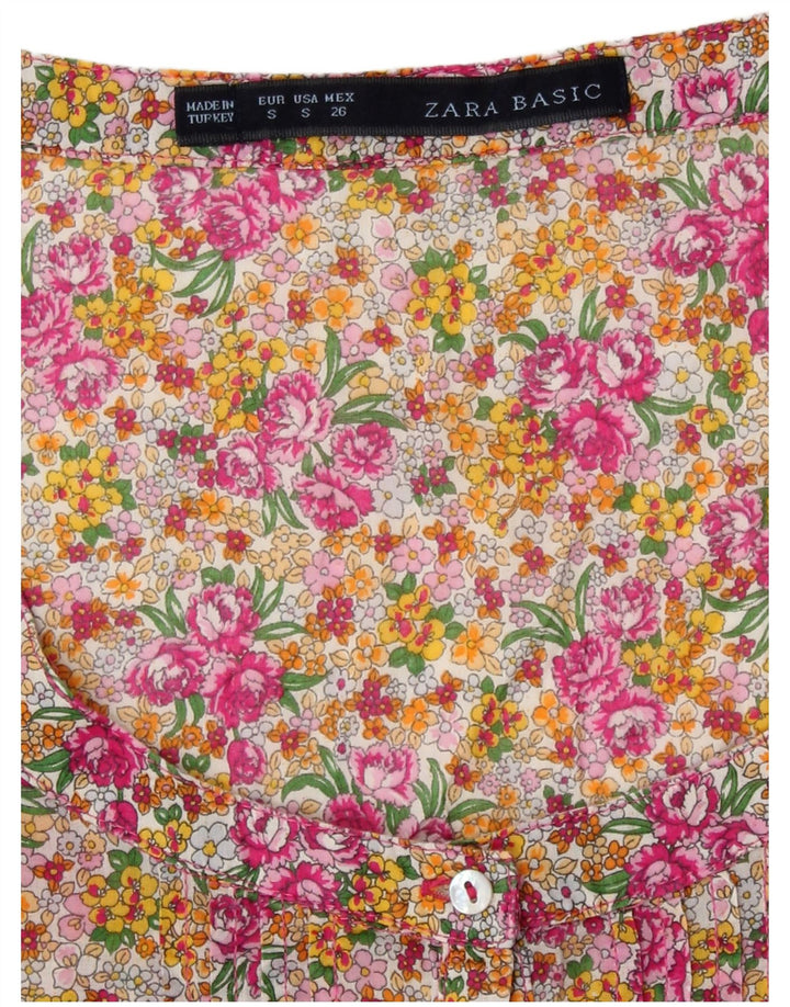 Bluză cu mânecă scurtă pentru femei Zara UK 8 Mic Multicolor Floral