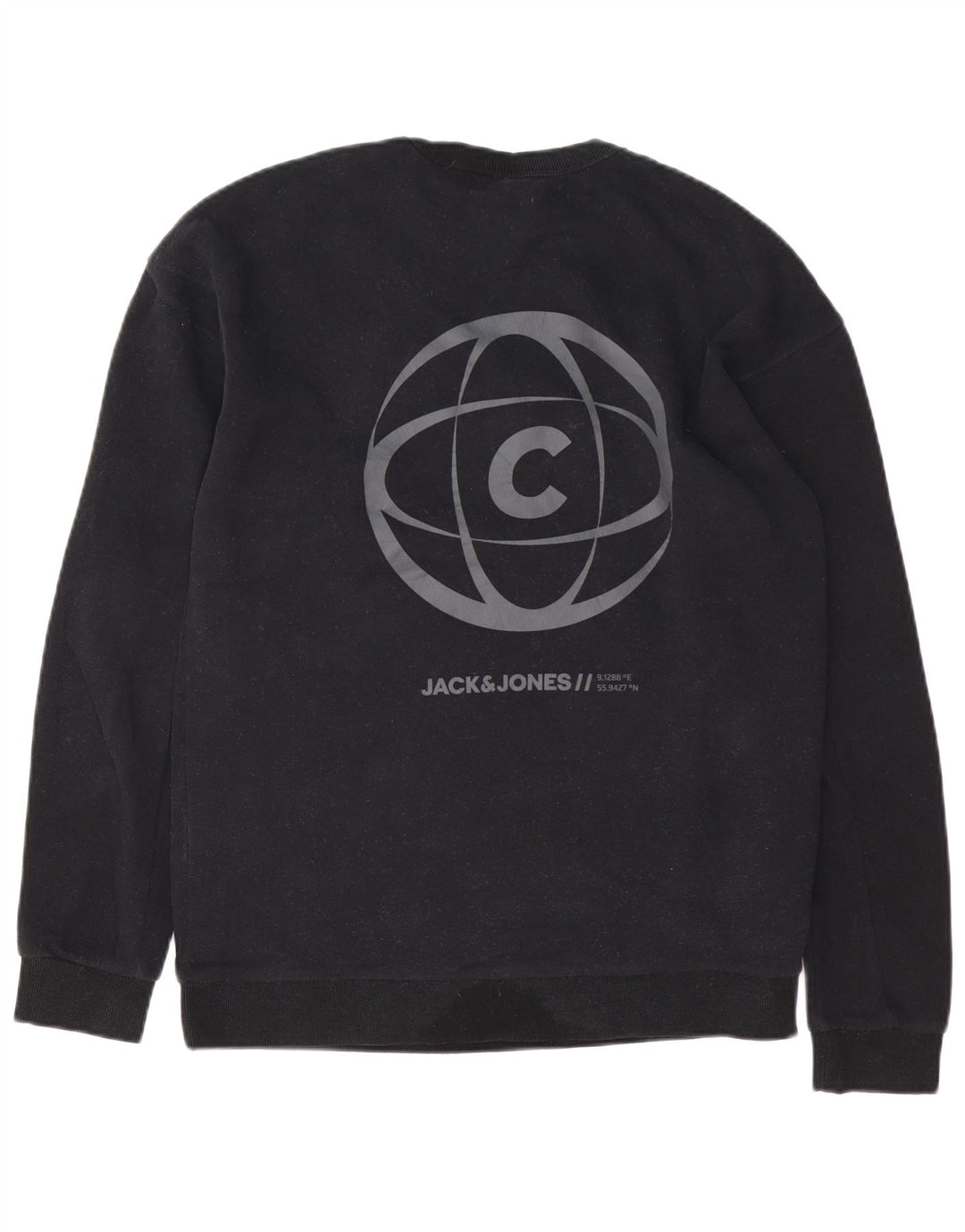 JACK & JONES Hanorac pentru bărbați Core Graphic Pulover mare, negru, bumbac