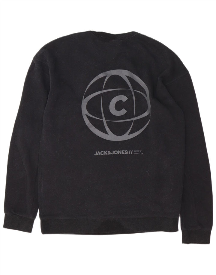 JACK & JONES Hanorac pentru bărbați Core Graphic Pulover mare, negru, bumbac