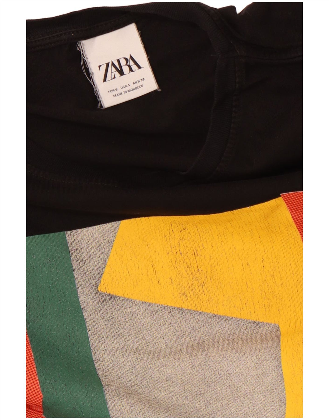 Tricou grafic ZARA pentru bărbați Top mic negru colorblock