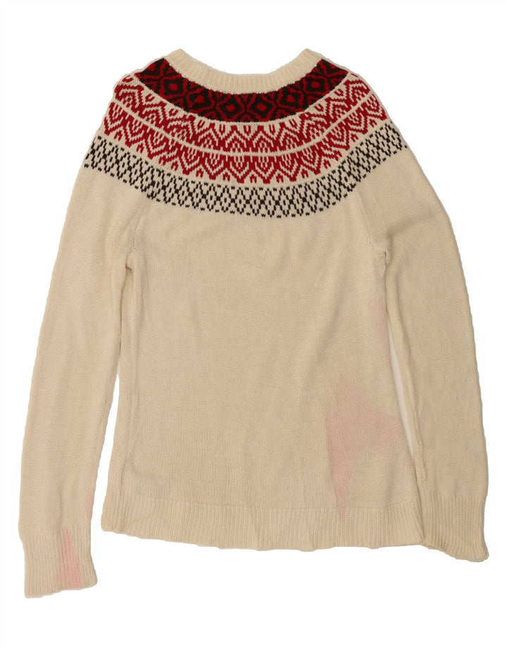 CHAPS Womens Boat Neck Jumper Sweater UK 14 Medium Off White Fair Isle Vintage Chaps and Second-Hand Chaps from Messina Hembry 