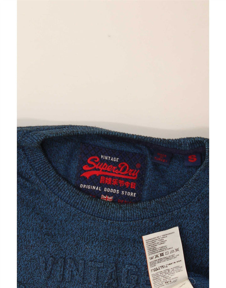 Top grafic pentru bărbați Superdry cu mânecă lungă din bumbac cu pete albastre mici