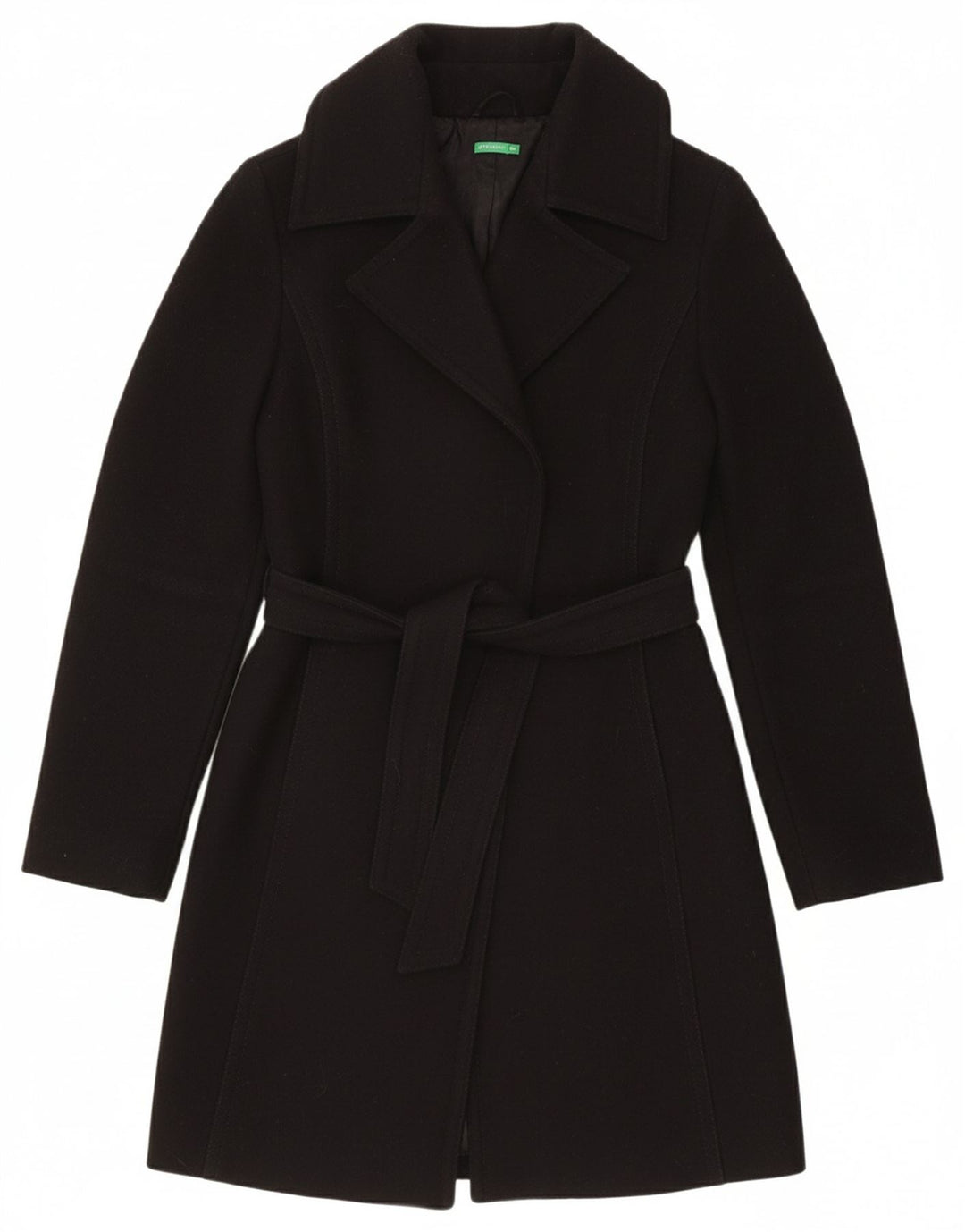 BENETTON Womens Overcoat IT 44 Medium Black Wool
