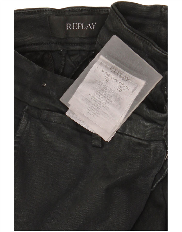 Replay blugi zeumar slim pentru bărbați W29 L30 bumbac negru