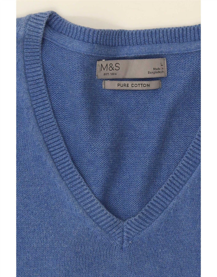 Pulover pentru bărbați Marks & Spencer cu decolteu în V, mare, albastru
