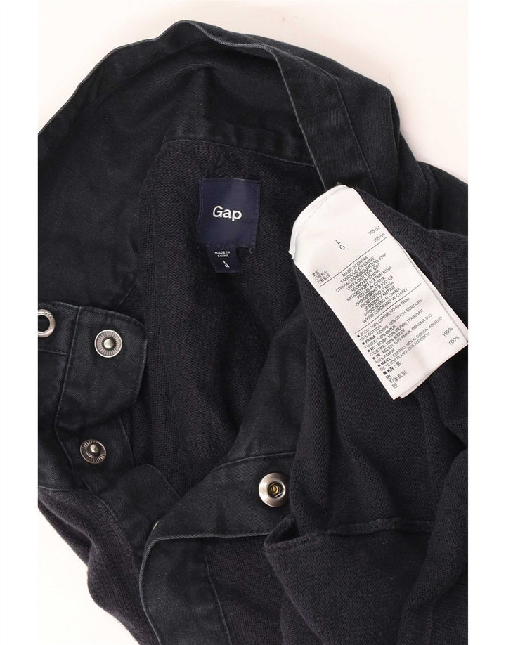 Gap Mens Button Neck Sweatshirt Jumper Large Navy Blue Cotton