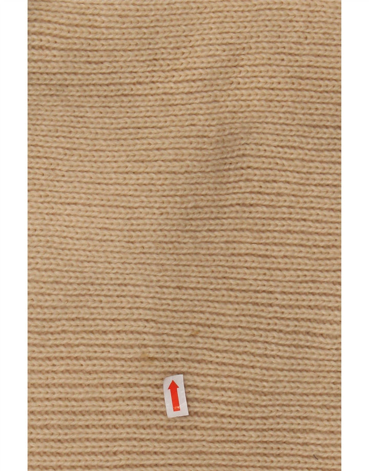 VINTAGE Pulover cu gât rulat pentru femei UK 12 Medium Bej Acrilic cu dungi