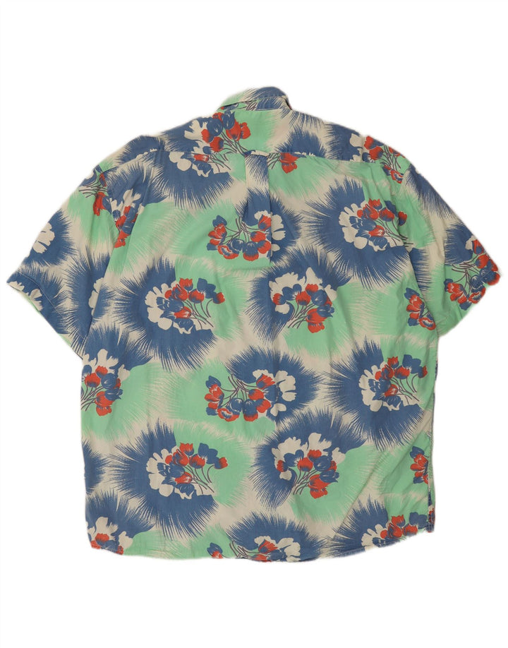 Cămașă cu mânecă scurtă pentru bărbați UNIFORM, bumbac floral, verde, XL