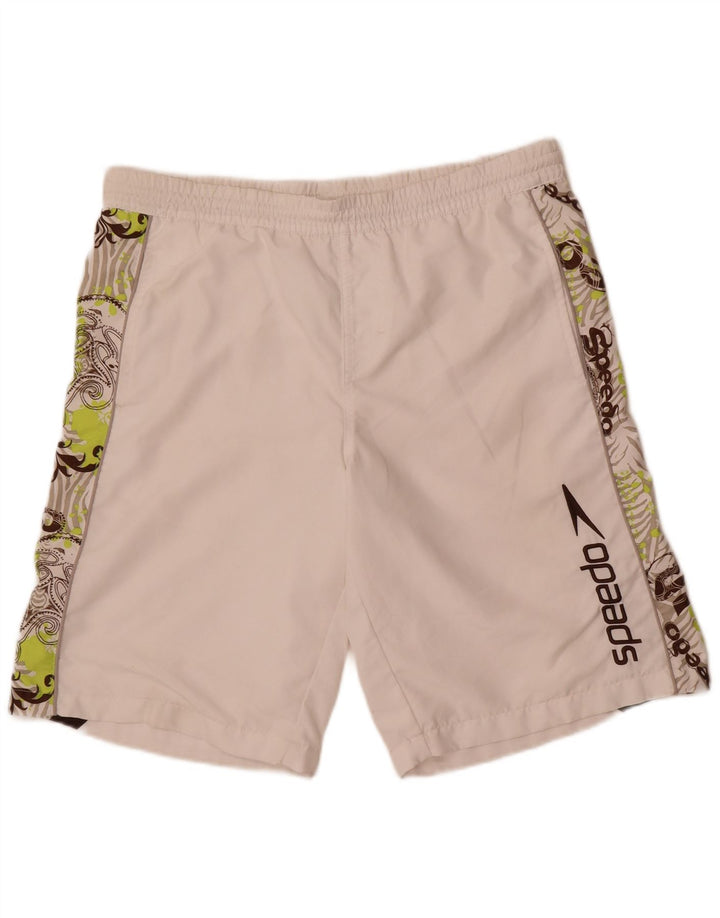 Pantaloni scurți de înot cu grafică Speedo pentru bărbați, mici, albi, florale
