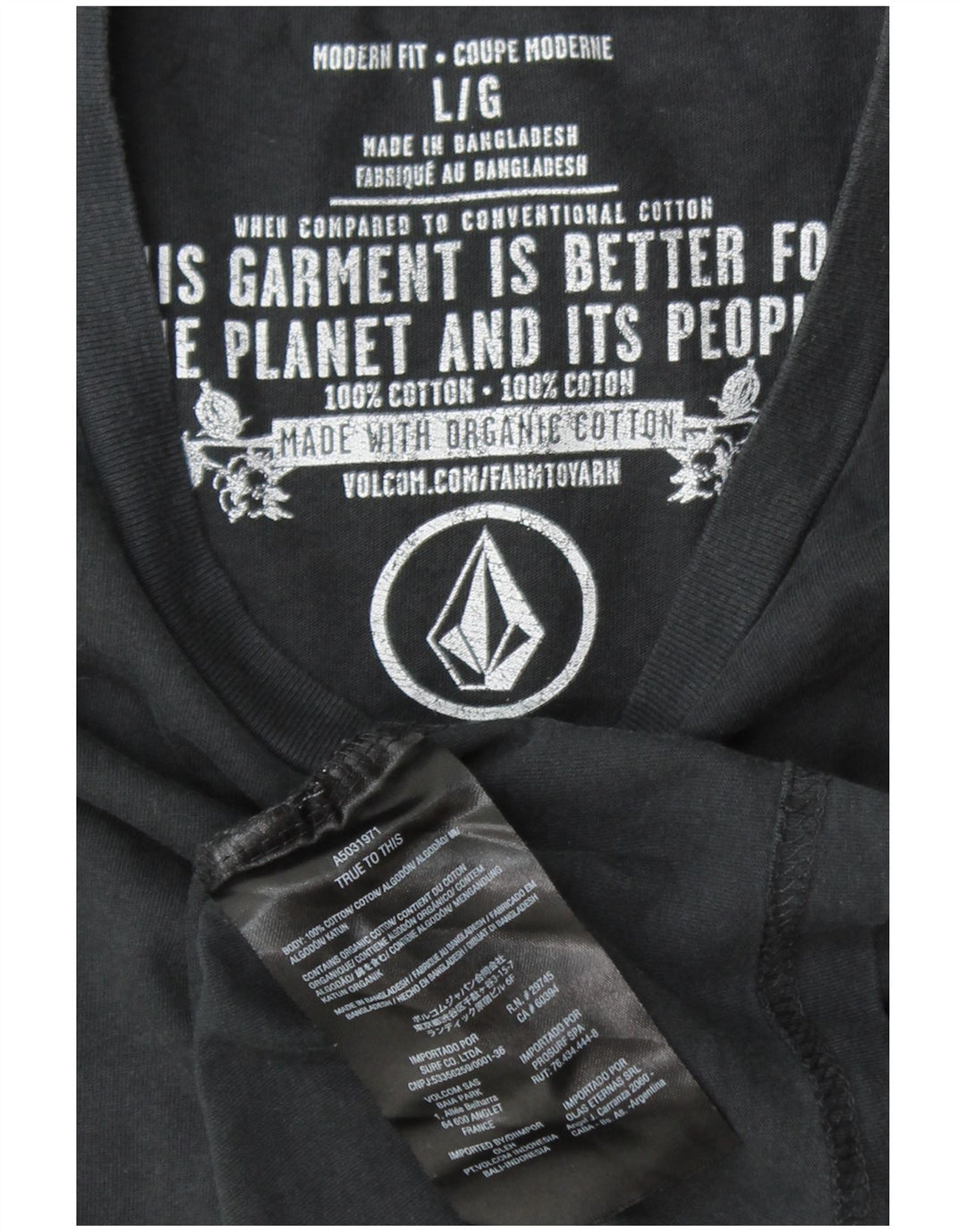 Tricou grafic pentru bărbați VOLCOM, cu croiala modernă, mare, negru, bumbac