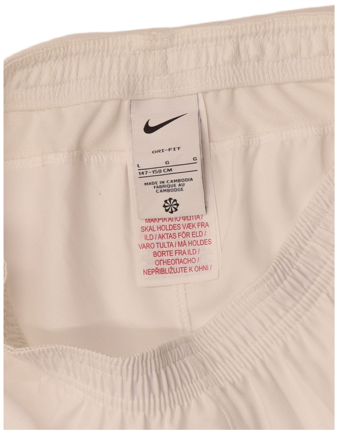 Pantaloni scurți sport NIKE Dri Fit pentru băieți 12-13 ani, mari, alb, poliester