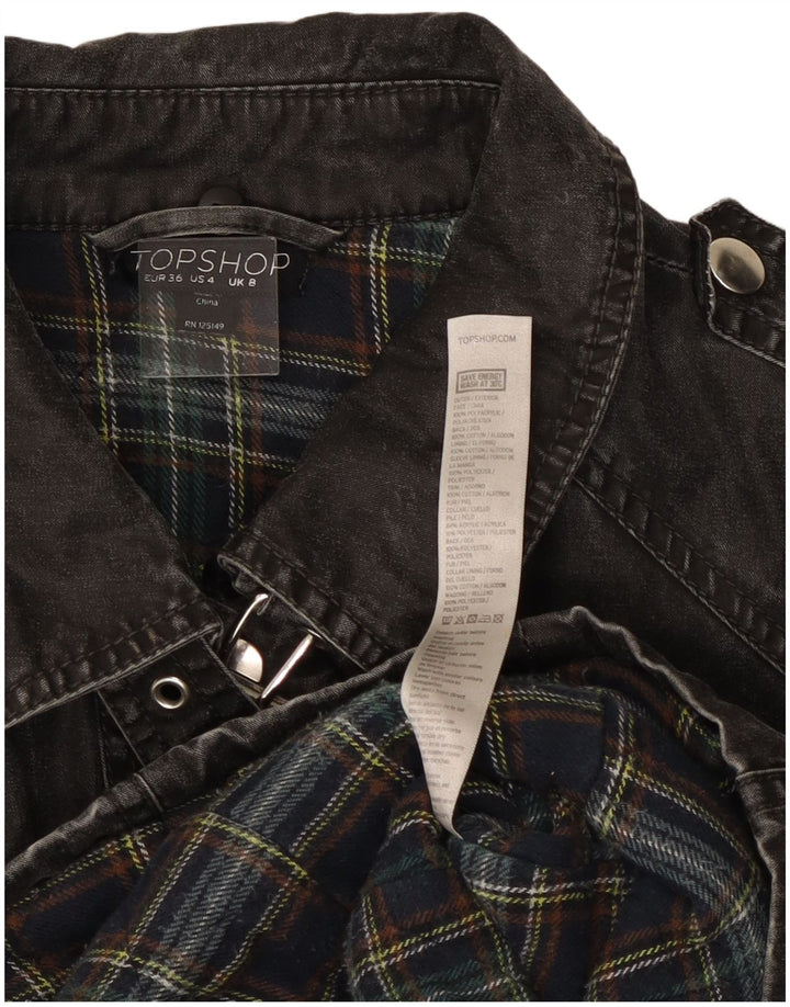 Topshop Jachetă de blugi pentru femei UK 8 Small Black Poliacrilic