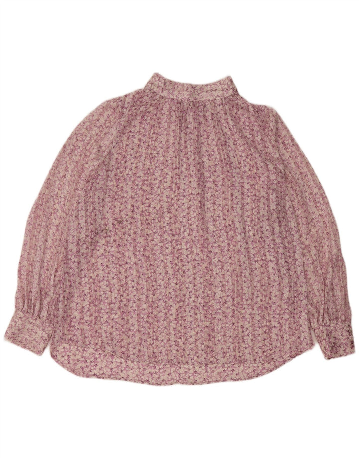 Bluză cu mânecă lungă pentru femei H&M, UK 16, mare, roz, poliester floral