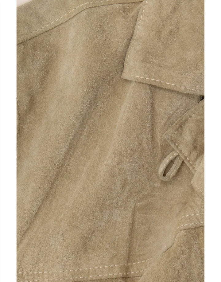 Rossodisera Jachetă supradimensionată de piele intoarsa pentru femei UK 14 Medium Beige Piele