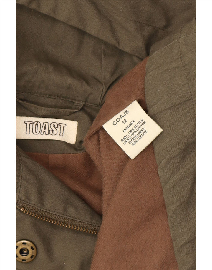 Jachetă parka cu glugă Toast pentru femei UK 12 Medium Khaki Bumbac Army