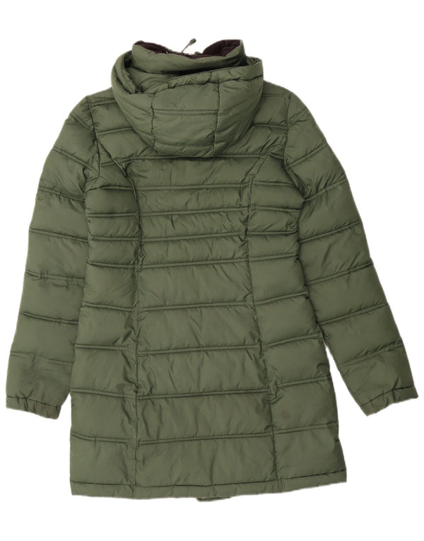 Superdry Womens Hooded Padded Coat UK 6 XS Green Polyester