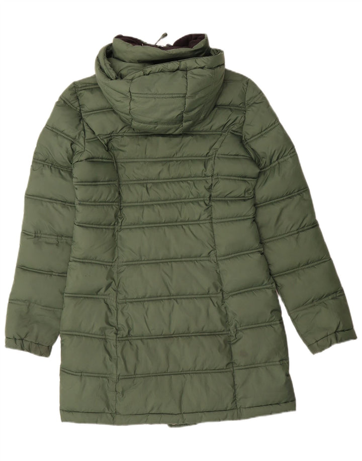 Palton căptușit cu glugă Superdry pentru femei UK 6 XS poliester verde