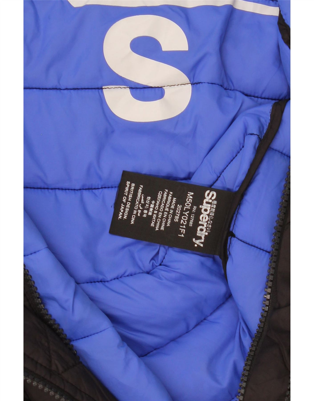 Jachetă căptușită cu glugă Superdry pentru bărbați UK 36 Small Nylon negru