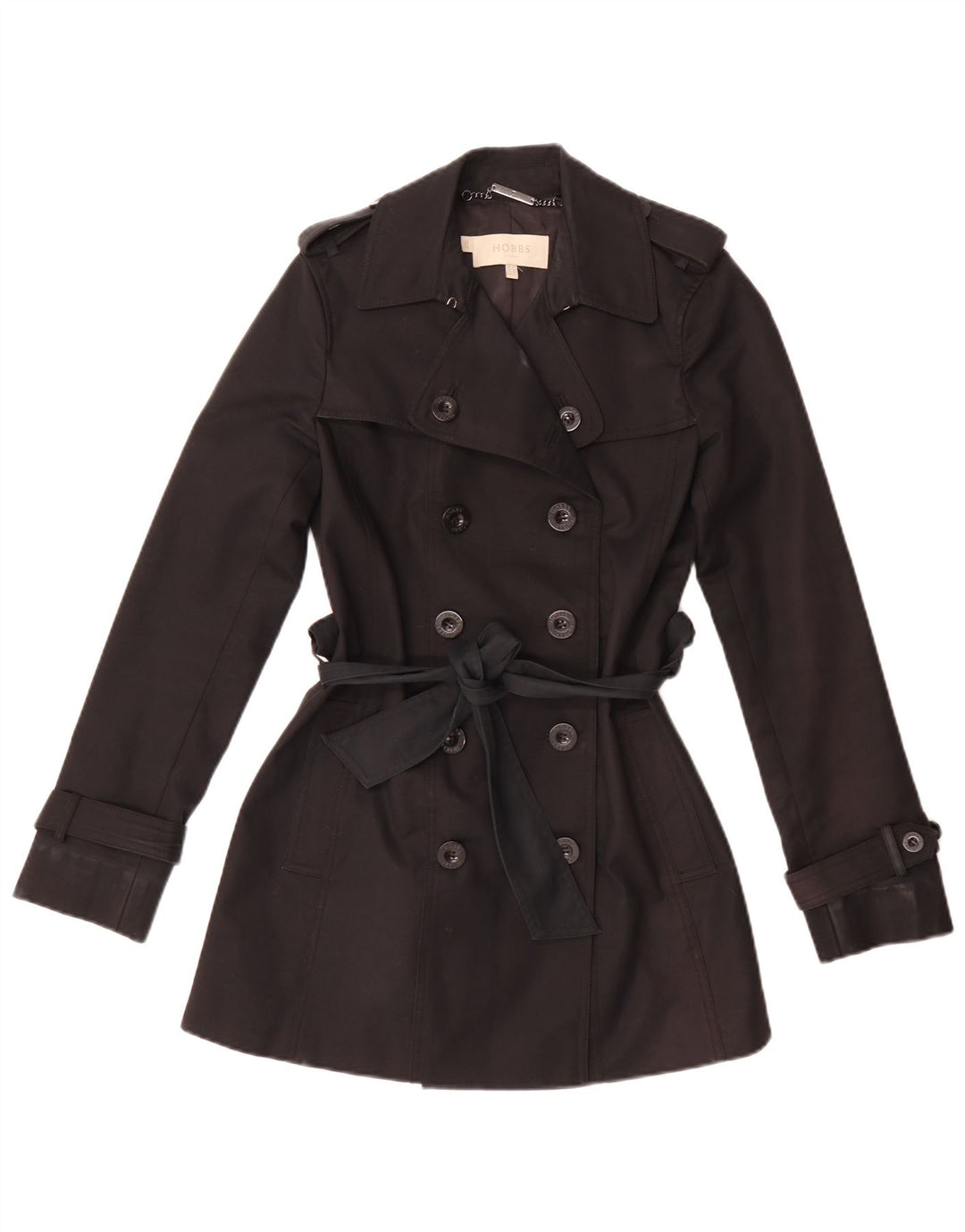 Trench Hobbs pentru femei UK 8 mic bumbac negru