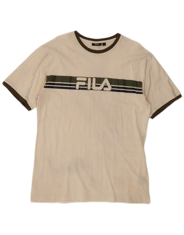 Tricou cu grafică pentru bărbați Fila Top XL Bej Bumbac color bloc