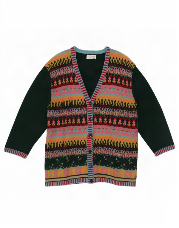 Pulover cardigan pentru femei Benetton UK 16 Lână geometrică verde mare