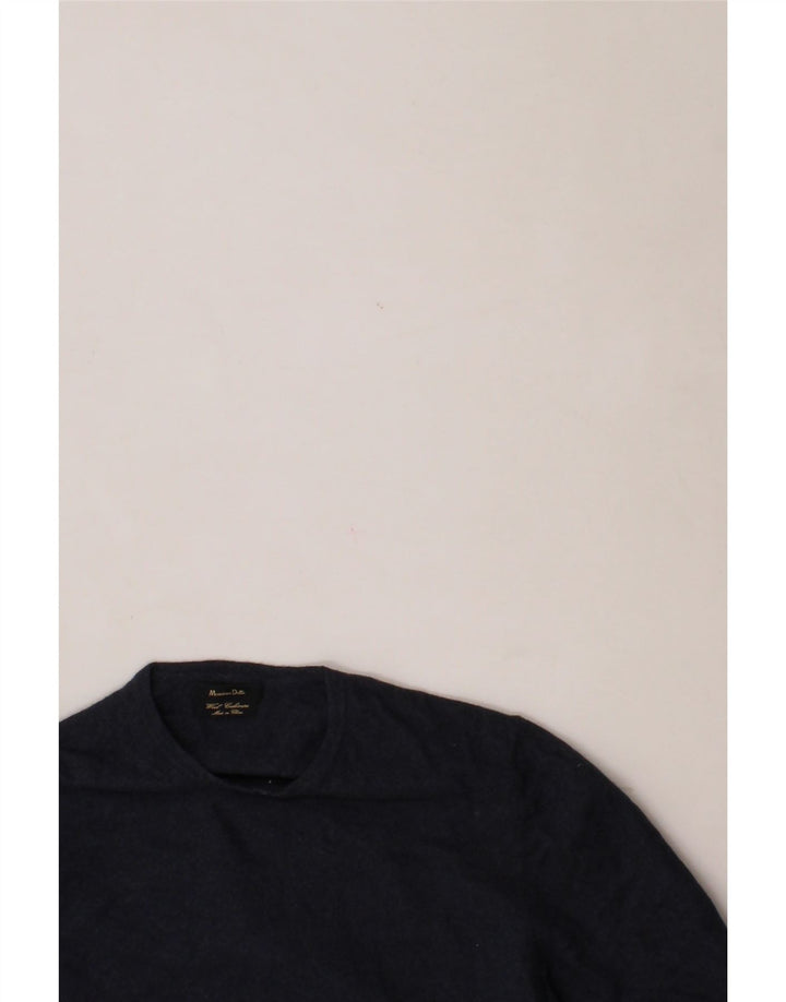 MASSIMO DUTTI Womens Crew Neck Jumper Sweater UK 14 Medium Navy Blue Wool Vintage Massimo Dutti and Second-Hand Massimo Dutti from Messina Hembry 