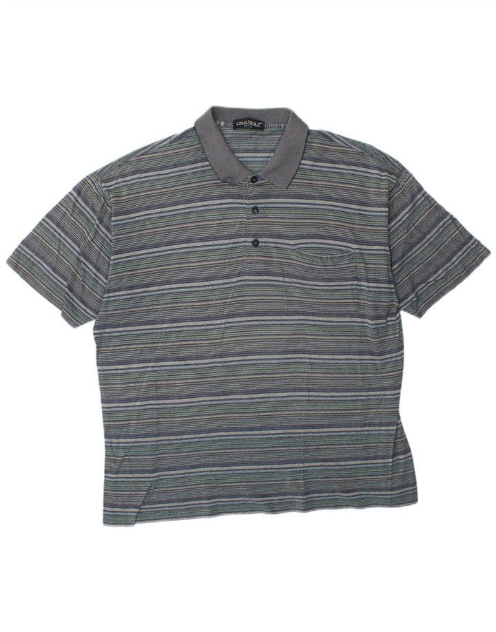 Tricou polo pentru bărbați Ginalebole XL cu dungi albastre