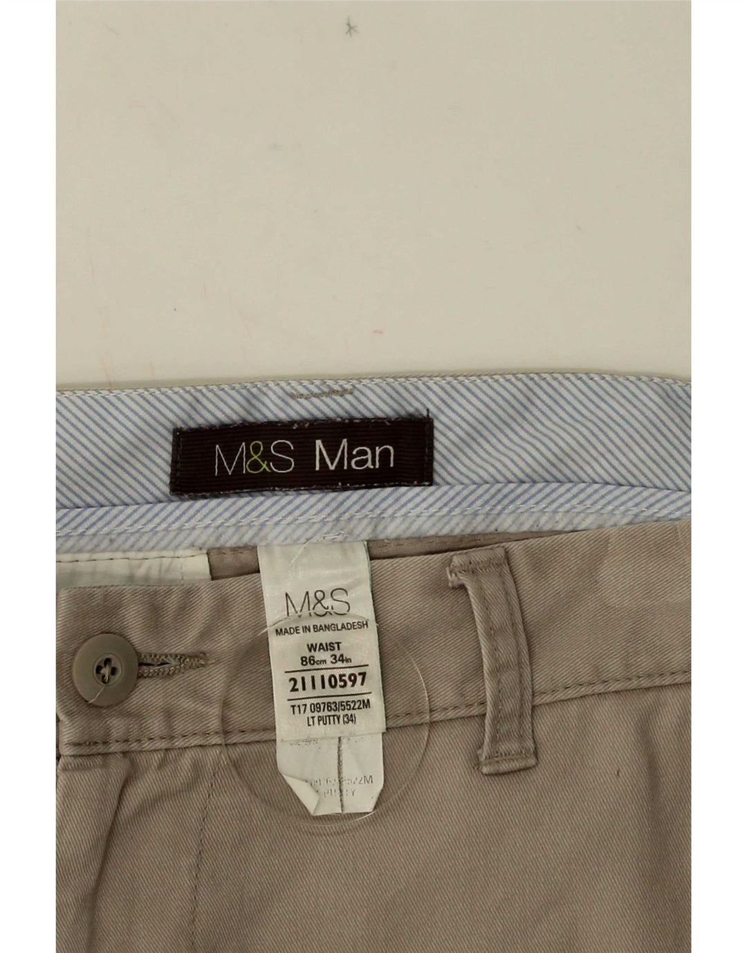 Pantaloni scurți chino pentru bărbați Marks & Spencer W34, mari, bej, bumbac