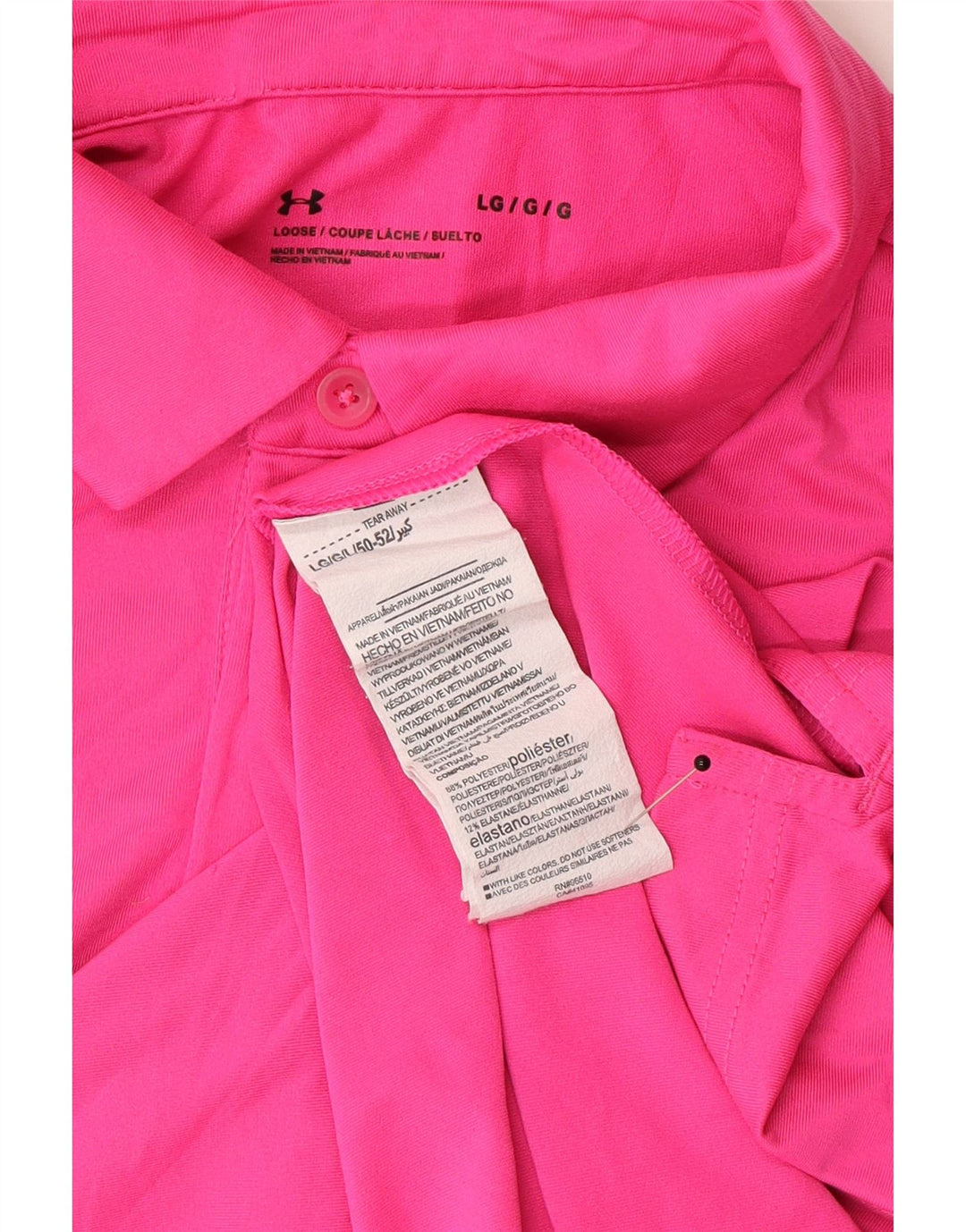Tricou polo Under Armour pentru bărbați, poliester roz mare