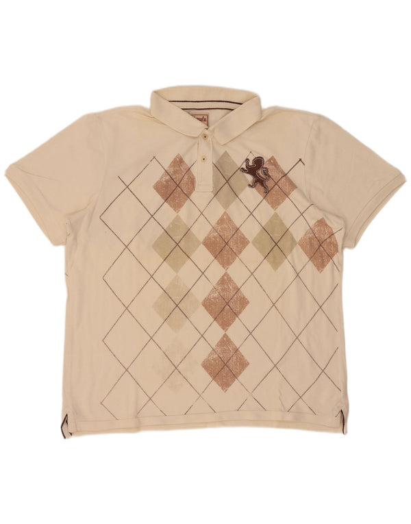 Cămașă polo Kenvelo pentru bărbați 2XL Bej Argyle/Diamond Bumbac
