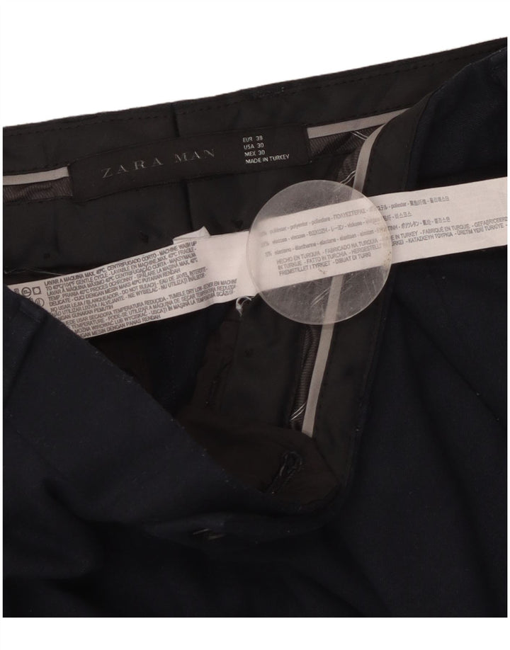 Pantaloni tăiați pentru bărbați Zara EU 38 Mici L30 L25 Poliester bleumarin