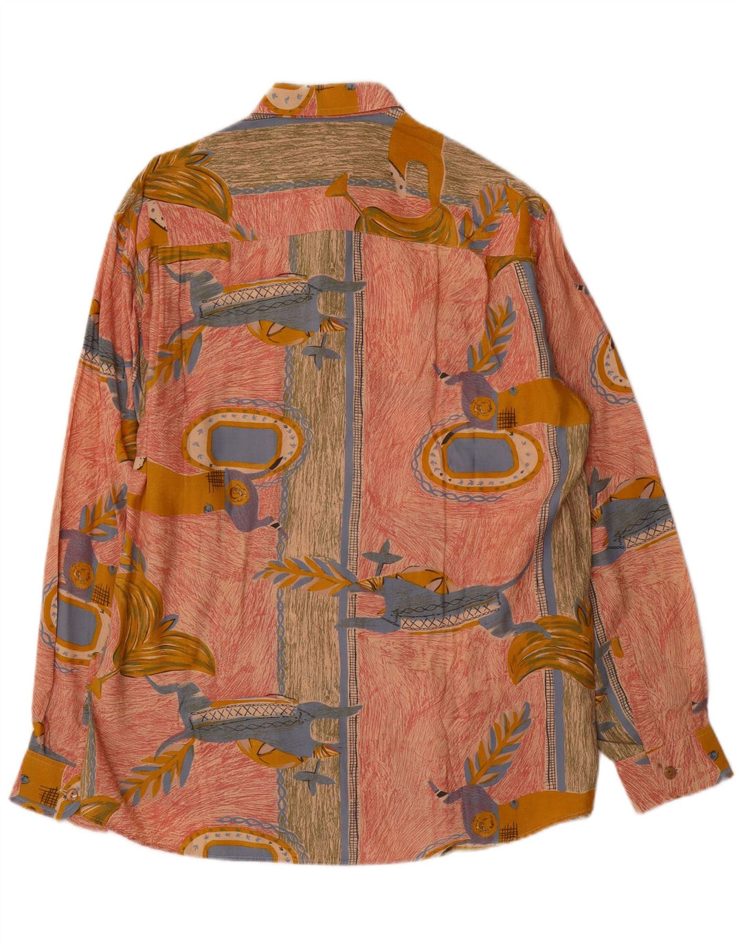Cămașă Vintage pentru bărbați cu model abstract mare, roz