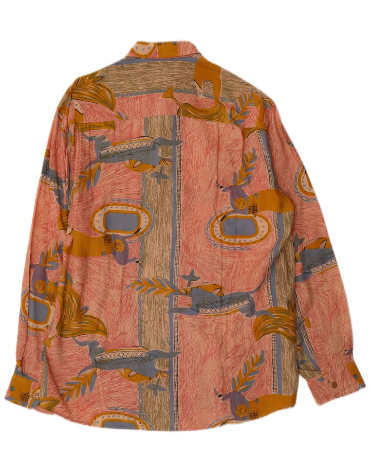 Cămașă Vintage pentru bărbați cu model abstract mare, roz